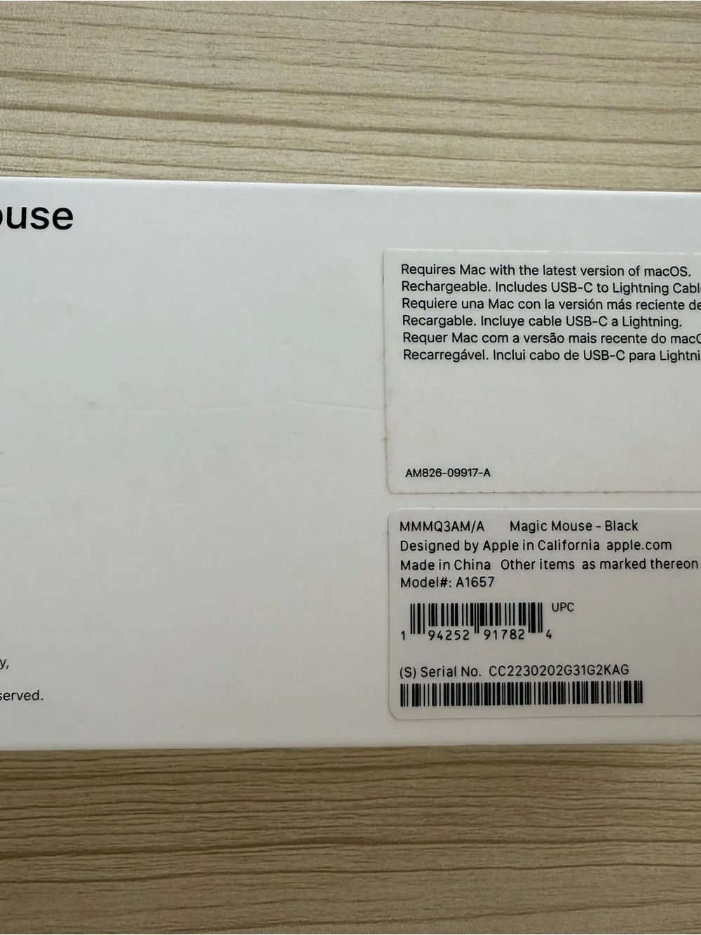Apple Black Wireless Magic Mouse with USB-C Braided Charging Cable